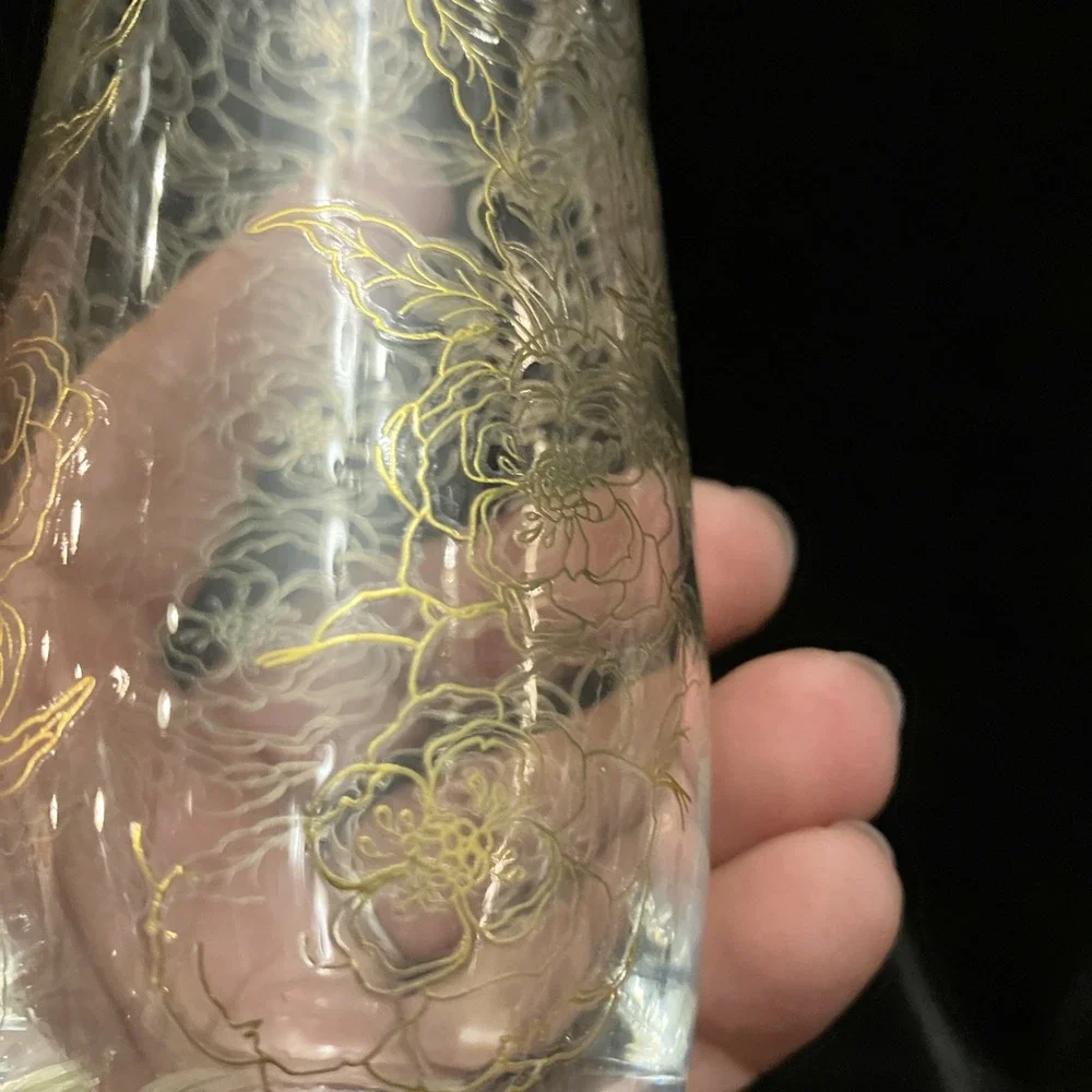 Stemless Champagne Flute Gold Gilded Rose Bouquet Wine Glass Vase Replacement